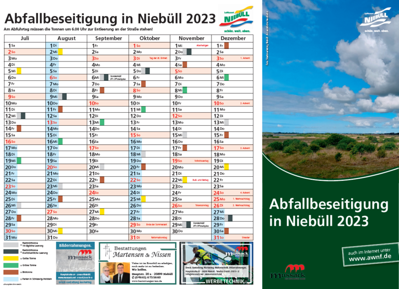 Bild vergrößern: Abfuhrkalender Niebüll 2023_2